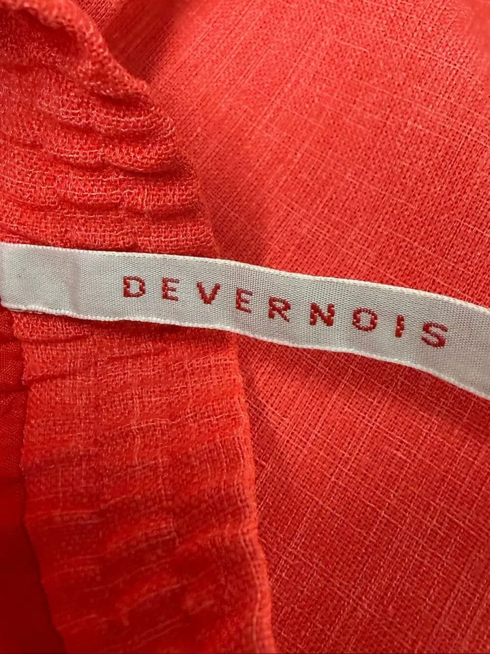 Devernois Vintage Red Linen Blend Pencil Skirt French Designer US XL